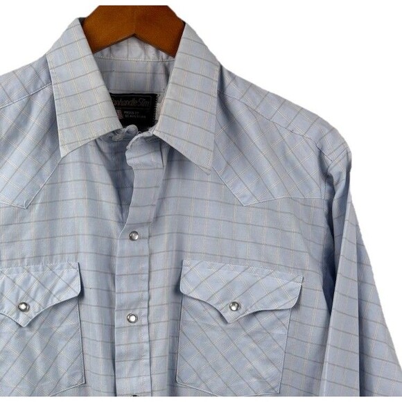 Panhandle Slim Pearl Snap Western Shirt Mens Light Blue 16 1/2 -33 Long Sleeve - Picture 1 of 7